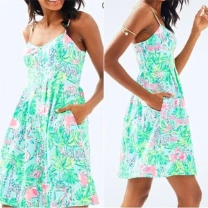Vestido LILLY PULITZER Easton Swing Azul Marino En Desfile Talla 2 NUEVO $168 Tropical - Imagen 1 de 9