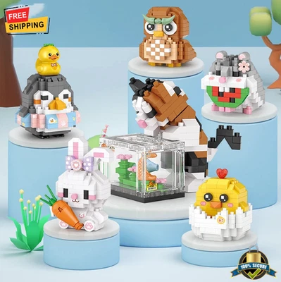 Mini blocos de construção de animais fofos coelho gato cachorro brinquedo faça você mesmo presente para crianças - Imagem 1 de 4