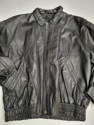 Vera Pelle Leather Bomber Jacket Made in Italy Large Biker Moto Zip w/ Pockets - Image 1 of 4