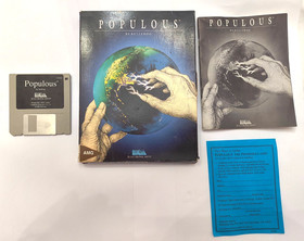 Populous for the Amiga 1000, 500, 600, more with disk, box and manual!