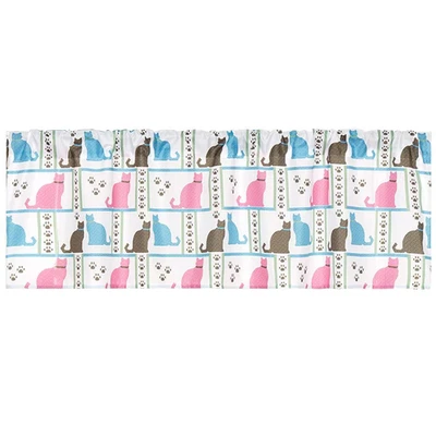 NUEVO Cenefa cortina ventana decorativa Gatito Gatos y Pawprints 52x16 pulgadas blanco Foto 1 de 4