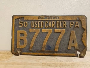 Oldtimer 1950 Pennsylvania gebrauchtes Autohaus Nummernschild #B777A - Bild 1 von 2