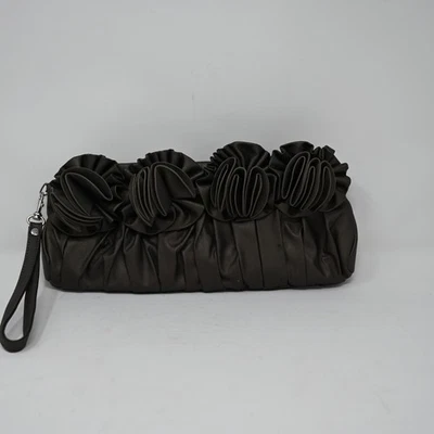 Bolso clutch de noche Candice Los Angeles negro acanalado roseta muñeca 12x5,5 LN Foto 1 de 4