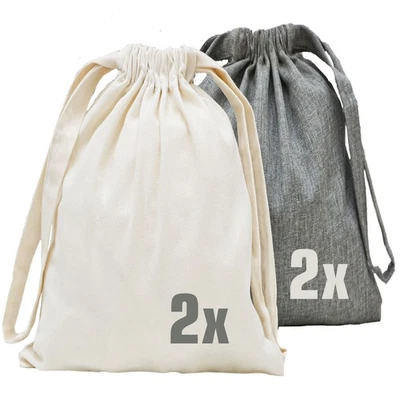 4 Leinen Look Packbeutel - 32x32cm Reisebeutel Packtaschen Koffer Organizer Set - Bild 1 von 4