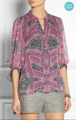 DIANE VON FURSTENBERG silk Syrah top blouse sz US 2, XS / pink balloon sleeve - image 1 of 4