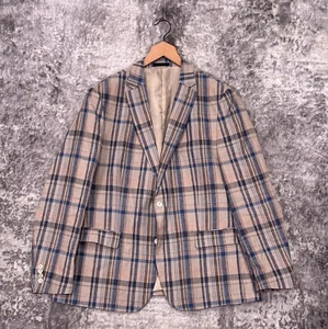 Lauren Ralph Lauren Jacket 46R Men Plaid Linen Single Breasted Sport Coat Blazer - Picture 1 of 10