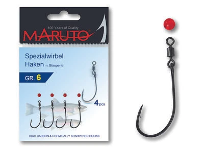 Paladin Maruto Spezialwirbel Haken Glasperlen Gr. 1 - 2 - 4 - 6 4 Stück Forelle