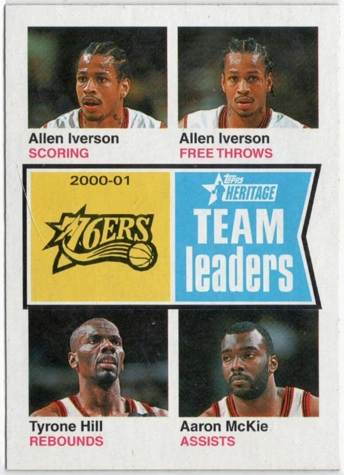 2001-02 Topps Heritage Team Leaders Allen Iverson Aaron McKie Tyrone Hill #234 - Image 1 of 1