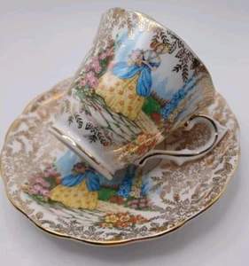 Taza de té y platillo vintage Colclough victoriano floral dama "recortado dorado" - Imagen 1 de 10