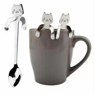 Stainless Steel Cute Cat Coffee Drink Spoon Tableware Kitchen Supplies Hanging A - Picture 1 of 9