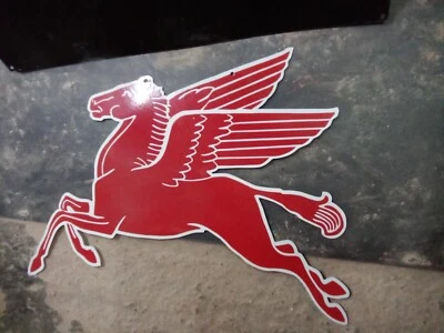 Mobil Pegasus Pure Porcelain  Heavy Metal Enamel Sign  34 Inches - Image 1 of 4