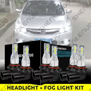 Para For Honda Civic 2006 2007-2015 faro LED de haz alto y bajo+luces antiniebla - Picture 1 of 10