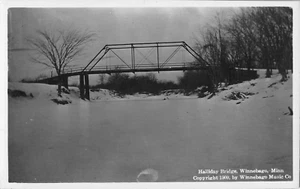 RPPC Halliday Bridge, Winnebago, Minnesota 1909 Vintage Photo Postcard - Picture 1 of 2