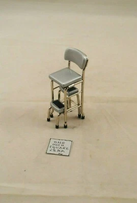 1950s Silver Kitchen Step Stool miniature metal dollhouse T5953 1/12 scale - Image 1 of 4