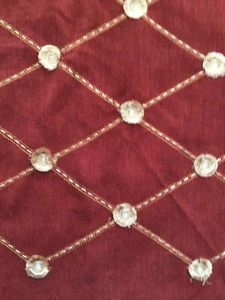 Red & Gold Floral Medallions - Cotton Corduroy Fabric, see photos for size - Picture 1 of 8