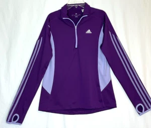 Adidas Viola Climalite Giacca da Pista Donna, Zip 1/4, Logo, Passanti Pollice, Small - Foto 1 di 8