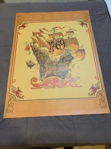 Póster calendario David Schiller, barco alto (naranja), 1969 nuevo en stock. Como nuevo - Imagen 1 de 10