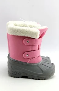 Koala Kids Girls Pink & Gray Winter Snow Boots Fleece Lined - Size 6 - Picture 1 of 5