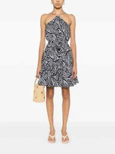 Michael Michael Kors Zebra-Print Belted Mini Dress Size L # 8B 2048 New - Picture 1 of 6