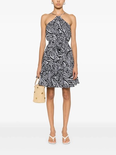 Mini abito Michael Michael Kors stampa zebrata con cintura taglia L # 8B 2048 nuovo