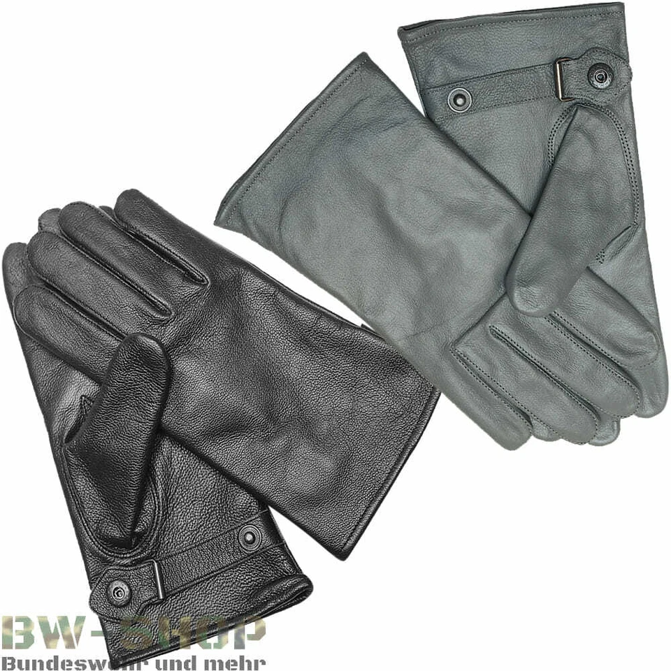 GERMAN ARMY LEATHER GLOVES BW GLOVES LINED WINTER LEATHER FINGER GLOVES - Image 1 of 1