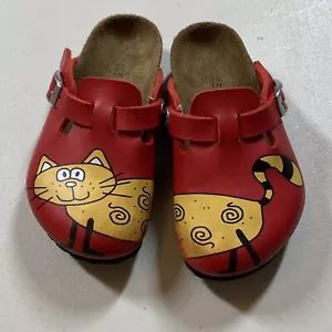 Birkenstock Birki's Kids Woodby Red Bridget the Cat Clogs Red & Yellow Size C8 - Picture 1 of 8