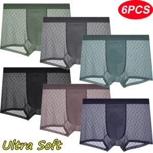 6PCS Mens Summer Ice Silk Boxer Shorts Briefs Underpants Underwear Breathable - Picture 1 of 16