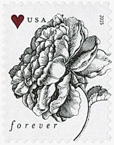Rare Scoot# 4959- 2015 Pane of 20 Wedding Series: Engraved Vintage Rose Stamp - Picture 1 of 2