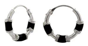 Trîstan Schwarze Elemente Creolen Silber Gothic Schmuck - NEU - Picture 1 of 1