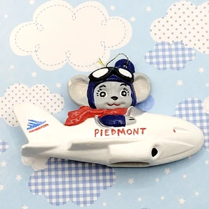 1970s Ceramic Mouse Flying Piedmont Airplane VTG Ornament Hand Painted FLAWED - Picture 1 of 24
