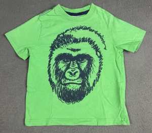 Hanna Anderson Shirt Short Sleeve Green Cotton Graphic Monkey Gorilla Boy 5 110 - Picture 1 of 5
