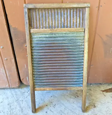 Antique Washboard Dual Flutes Early 1900s Vintage Laundry Room - Image 1 of 4