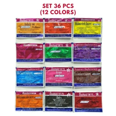 Juego de bolsitas en polvo solubles en agua marca Food Colorante Agent Star 36 piezas, 12 colores Foto 1 de 4