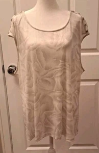 Calvin Klein Shirt Silver Gray White Sleeveless Top Size 2XL Womens - Picture 1 of 14
