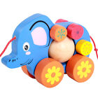 1PC Funny Traction Toy Cartoon Elefant Pulling Cart Toy Kreatives