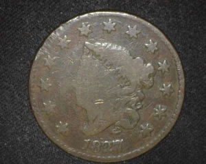1827 Large Cent Nicks & Digs  Good ~D19 - Picture 1 of 2