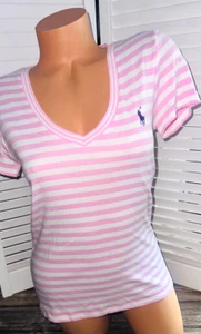 Polo Ralph Lauren Kurzarmhemd Damen Größe M Rosa Gestreift 2309 - Bild 1 von 5