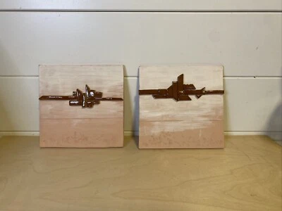 2 Azulejos de Pared Decorativos Hechos a Mano Rosa/Salmón con Piezas Decorativas 7.5 X 7.5 Foto 1 de 4