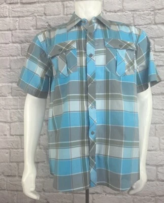 Miskeen оригиналы мужской многоцветный клетку проверить коротким рукавом рубашка на пуговицах Sz L - Изображение 1 из 4