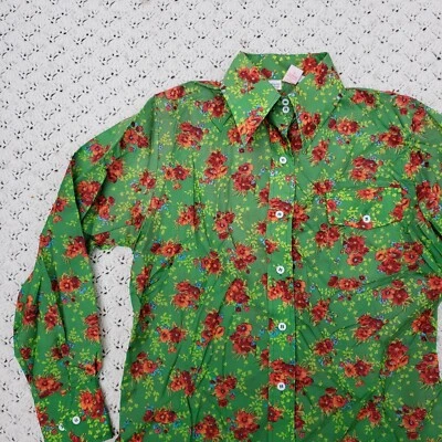 Vtg Skyr Women's Nylon Windbreaker Wind Shirt Point Collar Floral - Medium M - Image 1 of 4