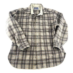 Vintage Pendleton Men Shirt Extra Large Blue Tan Pure Virgin Wool Plaid Gorpcore - Picture 1 of 8