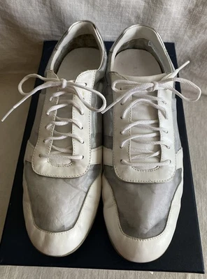 RARO RALPH LAUREN HENDERSON NAILON Y CUERO Zapatos Atléticos, Blanco/Plateado, 8.5 D Foto 1 de 4