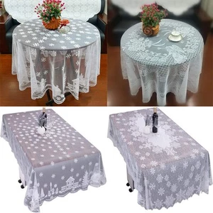 White Vintage Embroidered Lace Christmas Tablecloth Table Cloth Wedding Party - Picture 1 of 58