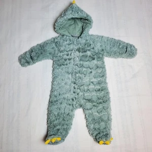 Koala Baby Jumpsuit Infant 6-9 Months Green Dinosaur Hooded Plush Zip Costume - Picture 1 of 13
