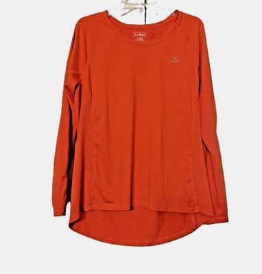 L.L.BEAN WOMEN’S SZ L LONG-SLEEVE TECH TOP ORANGE PERFORMANCE REFLECTIVE LOGO - Image 1 of 4