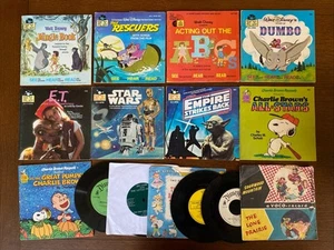 Lot of 9-Walt Disney-Charlie Brown-E.T-Star Wars Books & Records Plus - Picture 1 of 16