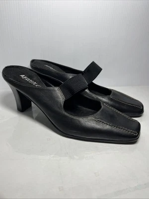 Aerosoles Leather Square Toe Mules Heels Shoes Sz 8 Black Y2K Kitten Mary Janes - Image 1 of 4