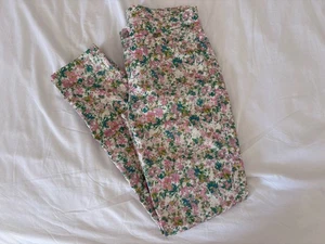 7 FAM 7 for all mankind Jeans Hose Blumenmuster weiß rosa grün Skinny Gr. 27 26 - Bild 1 von 9
