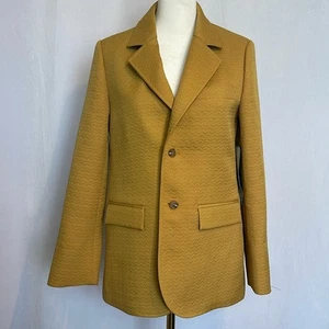 NWT The Great The Blazer Jacquard Suit Jacket Size S 4-6 Mustard Yellow Chevron - Picture 1 of 12