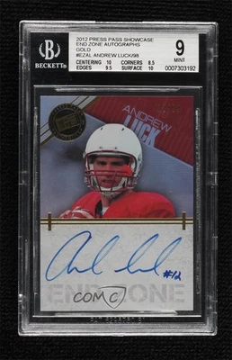 2012 Press Pass Showcase End Zone Auto Gold /99 Andrew Luck BGS 9 MINT Rookie RC - Image 1 of 3